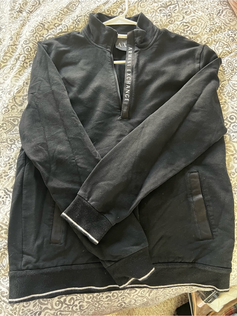 Armani Exchange Women’s Black Zip-Up Pullover Sweater